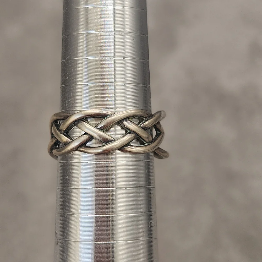 Celtic Knot Ring Men's 9.5 Sterling Silver 925 Woven Braided Lover's Unisex Half